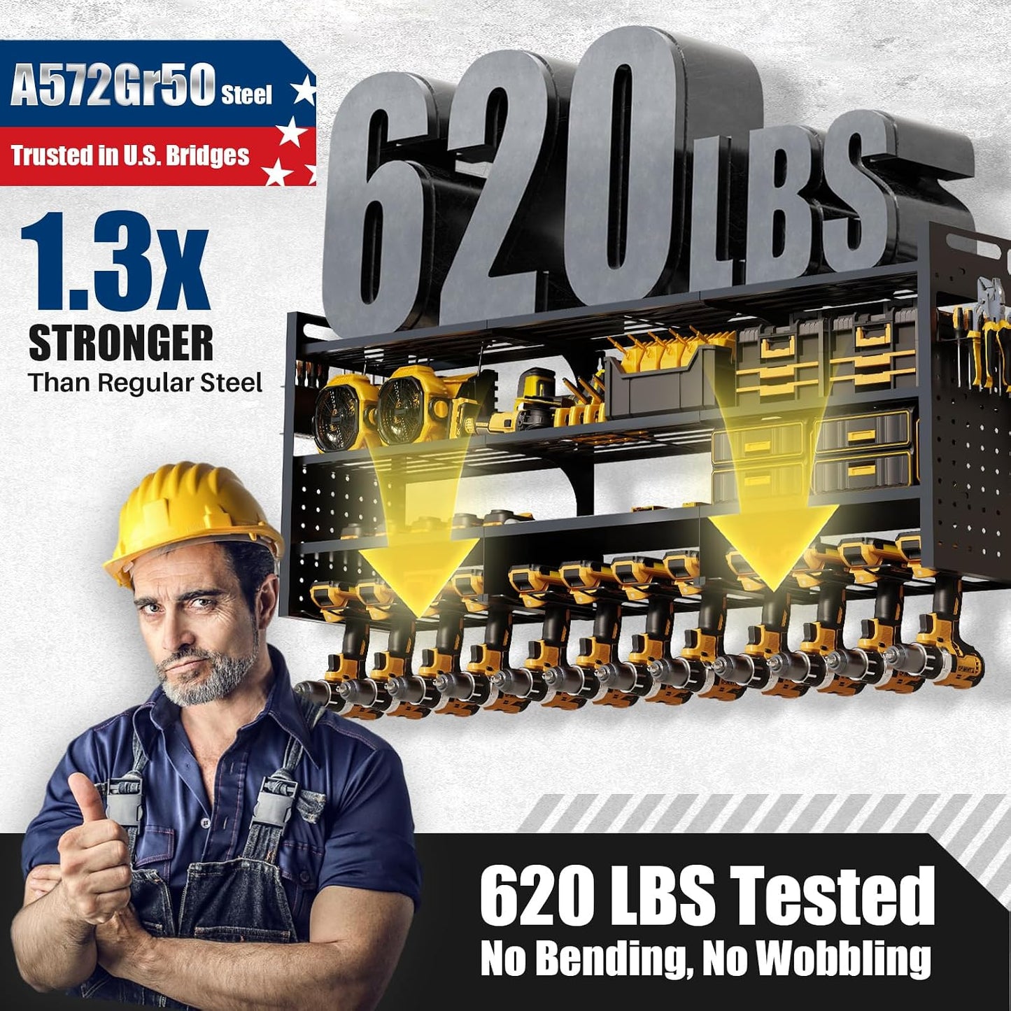 Organiz. herramientas eléctricas 49" pared 620lb