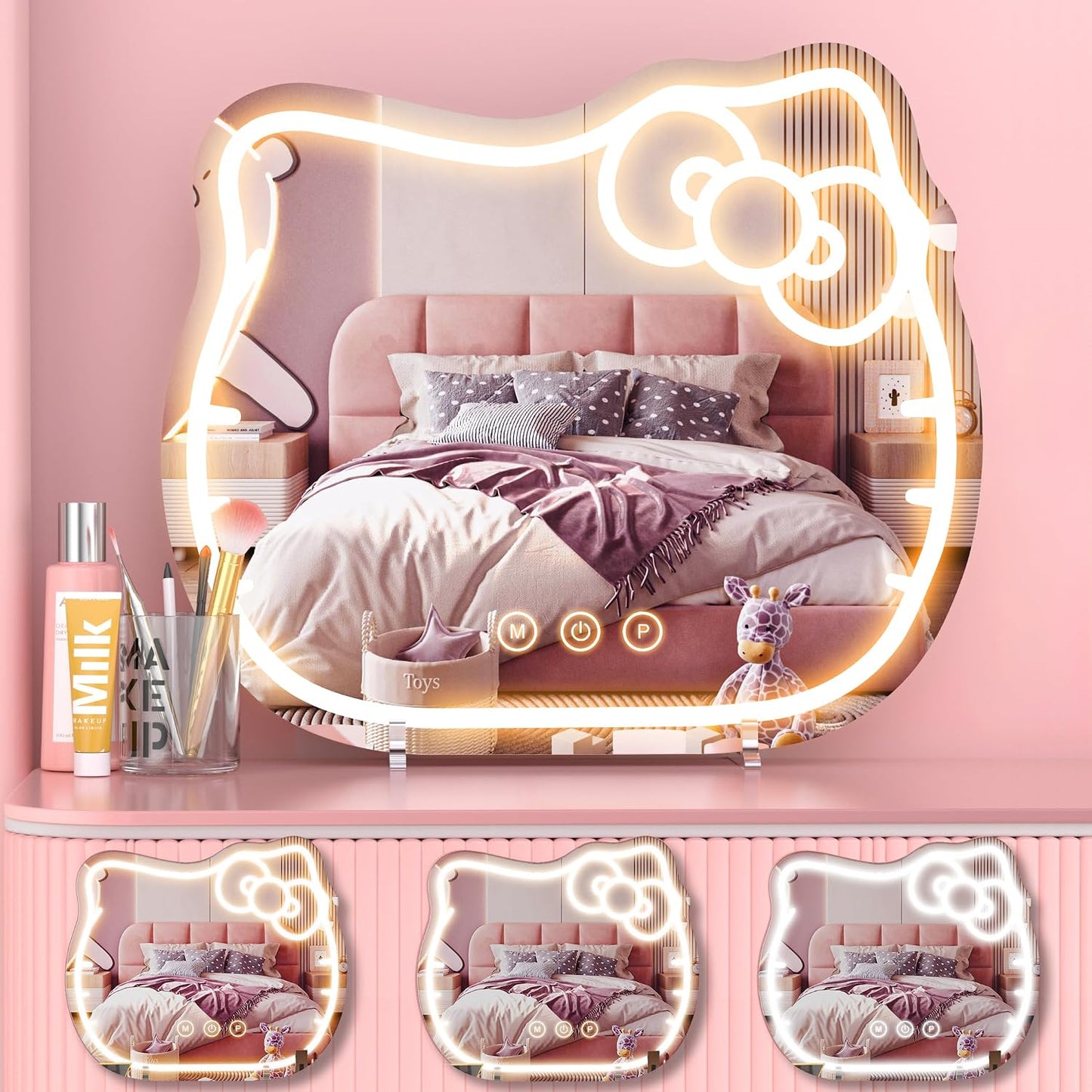 Espejo led Hello Kit con luz atenuable 3 colores para niñas