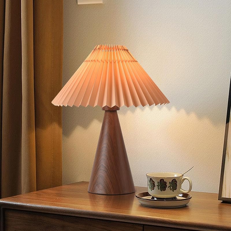 Lámpara Mesa Mini Madera con Sombra Escalonada