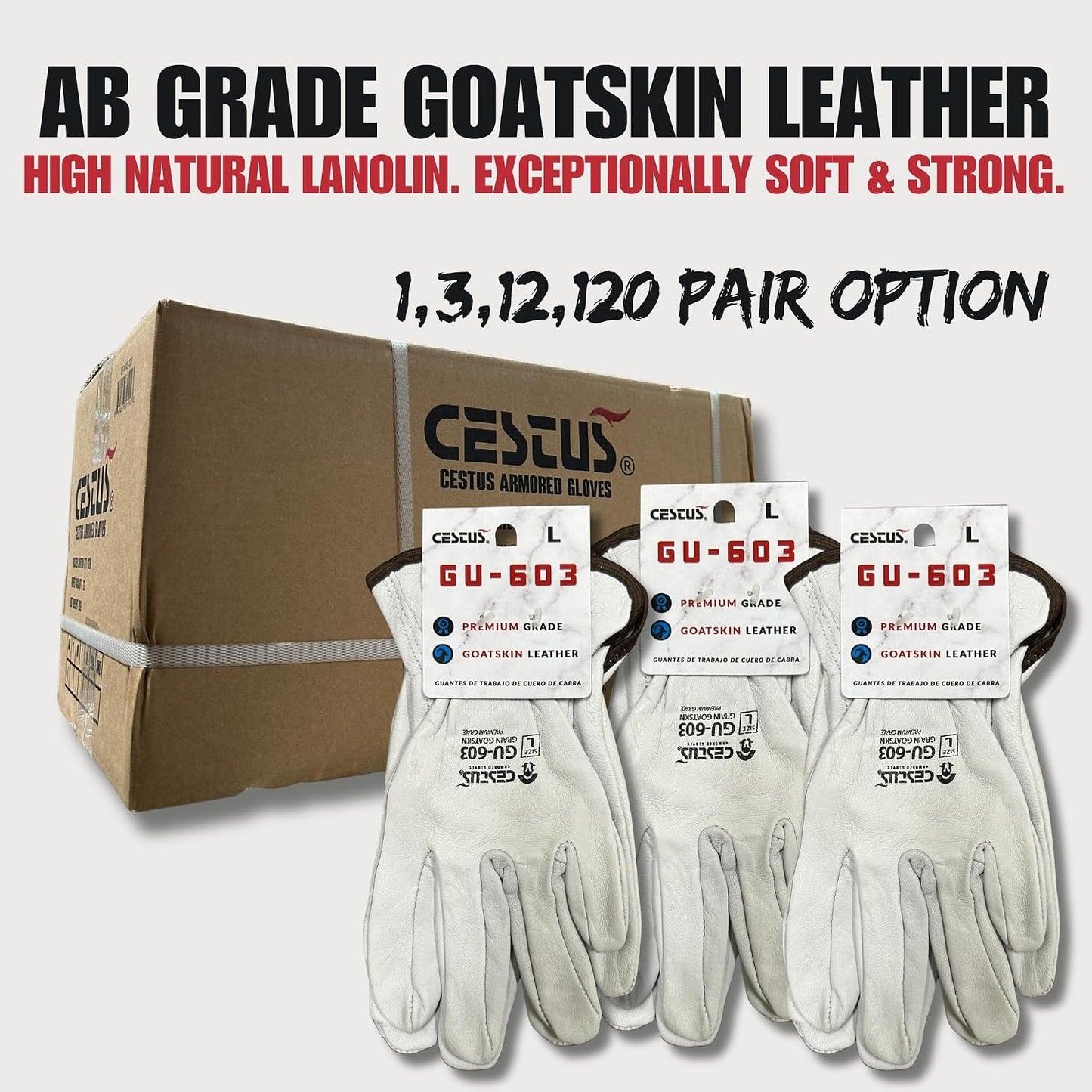 Guantes cuero solado sin forro corte natural