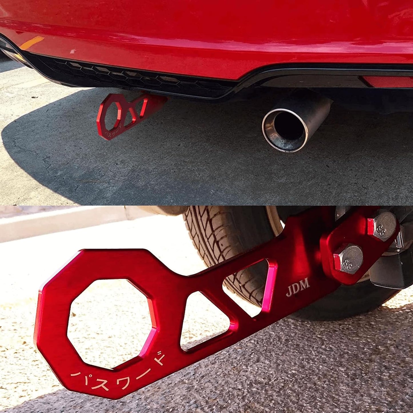 Gancho remolque aluminio rojo coche carreras