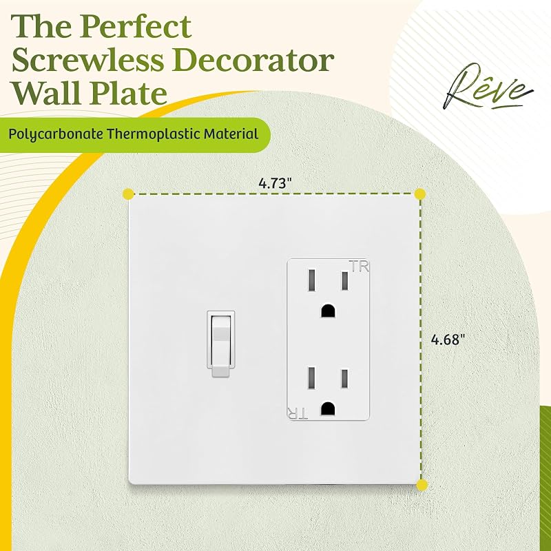 Placa pared interruptor palanca 4.68x4.73pulg blanco