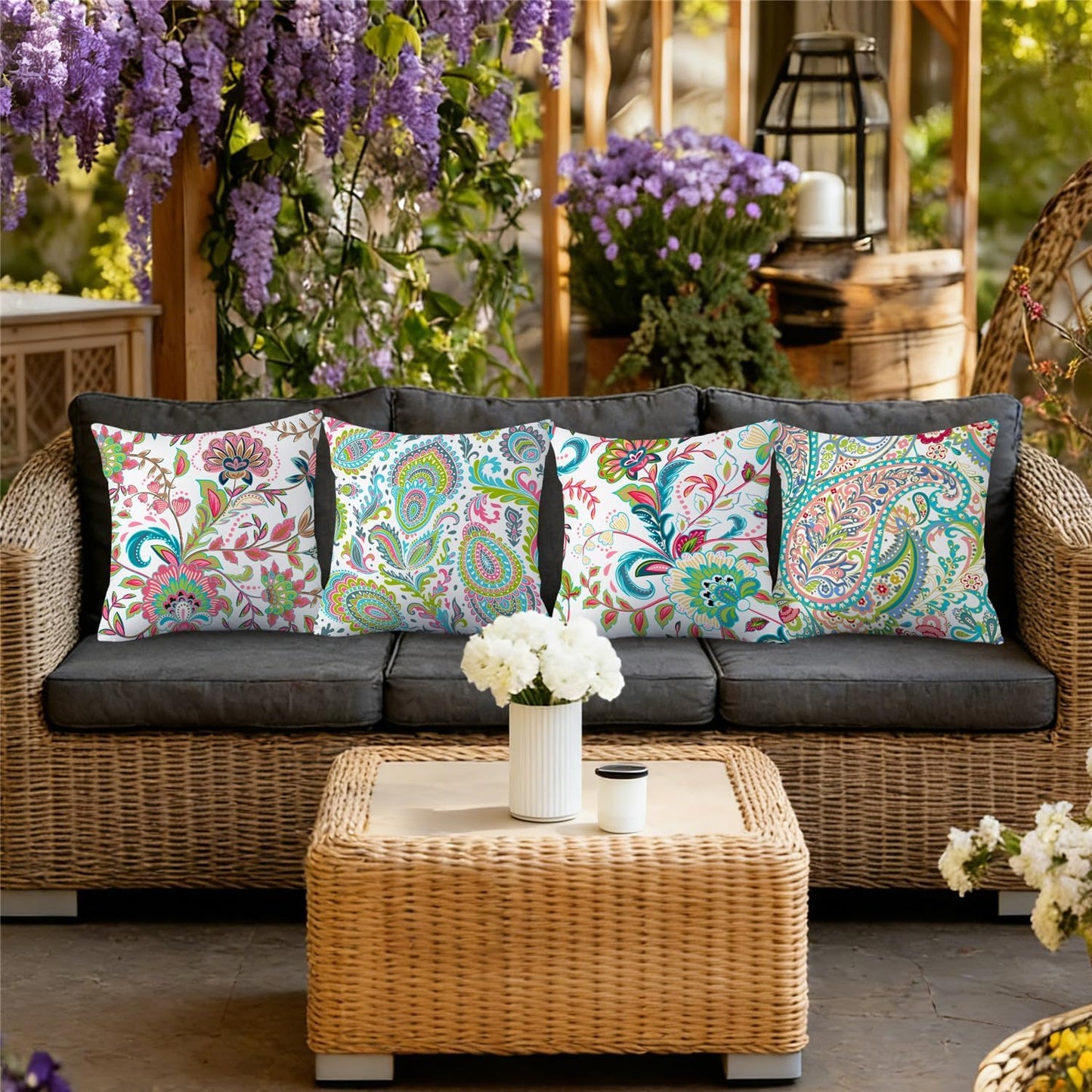 4 Pzas Fundas Almohada Impermeables 18x18" Florales