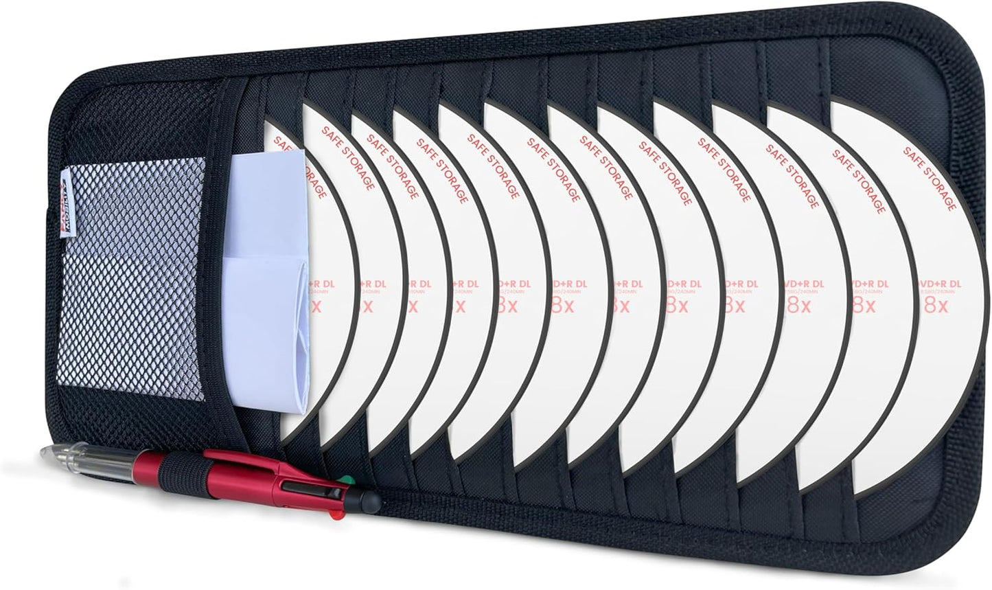 Estuche CD auto visera solar 12uds bolsillo malla negro