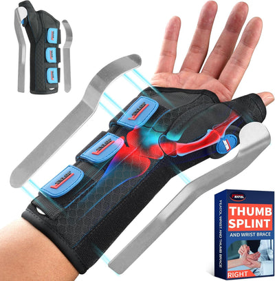 Muñequera soporte pulgar derecho negro azul M/L