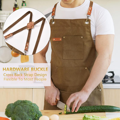 Delantal lona para hombre chef con bolsillos 16oz