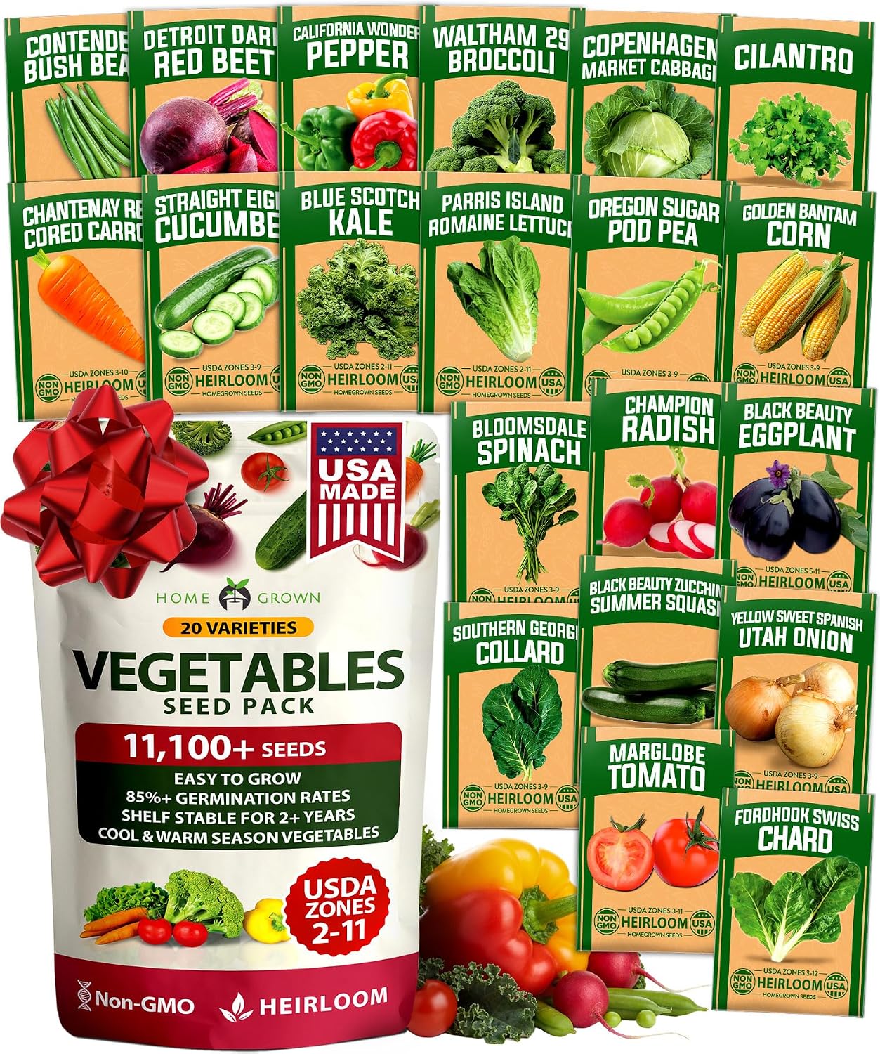 20 Semillas Verduras Autóctonas Sin OMG para Jardín