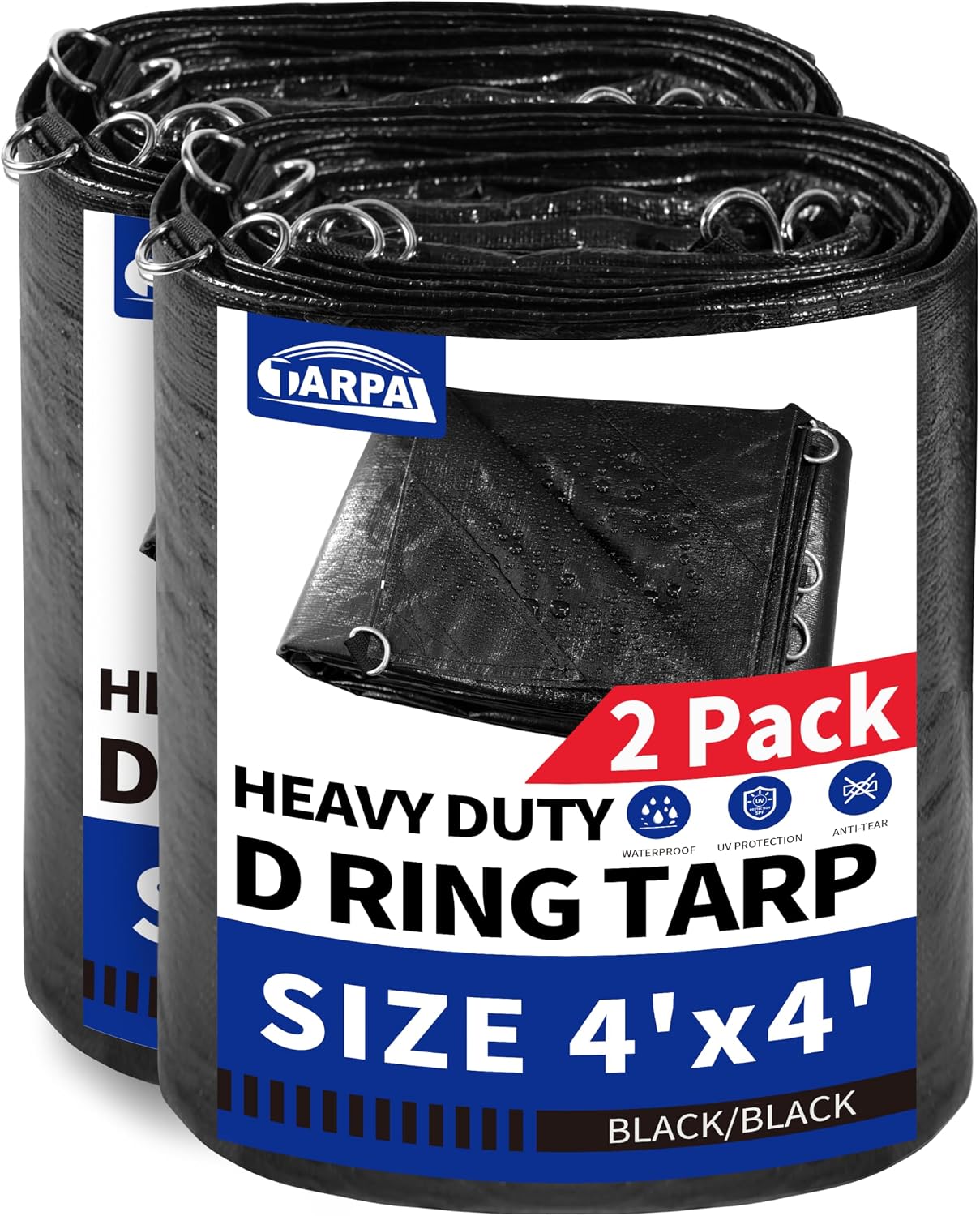 Lona 4x4ft pack 2 impermeable UV negro anillo D