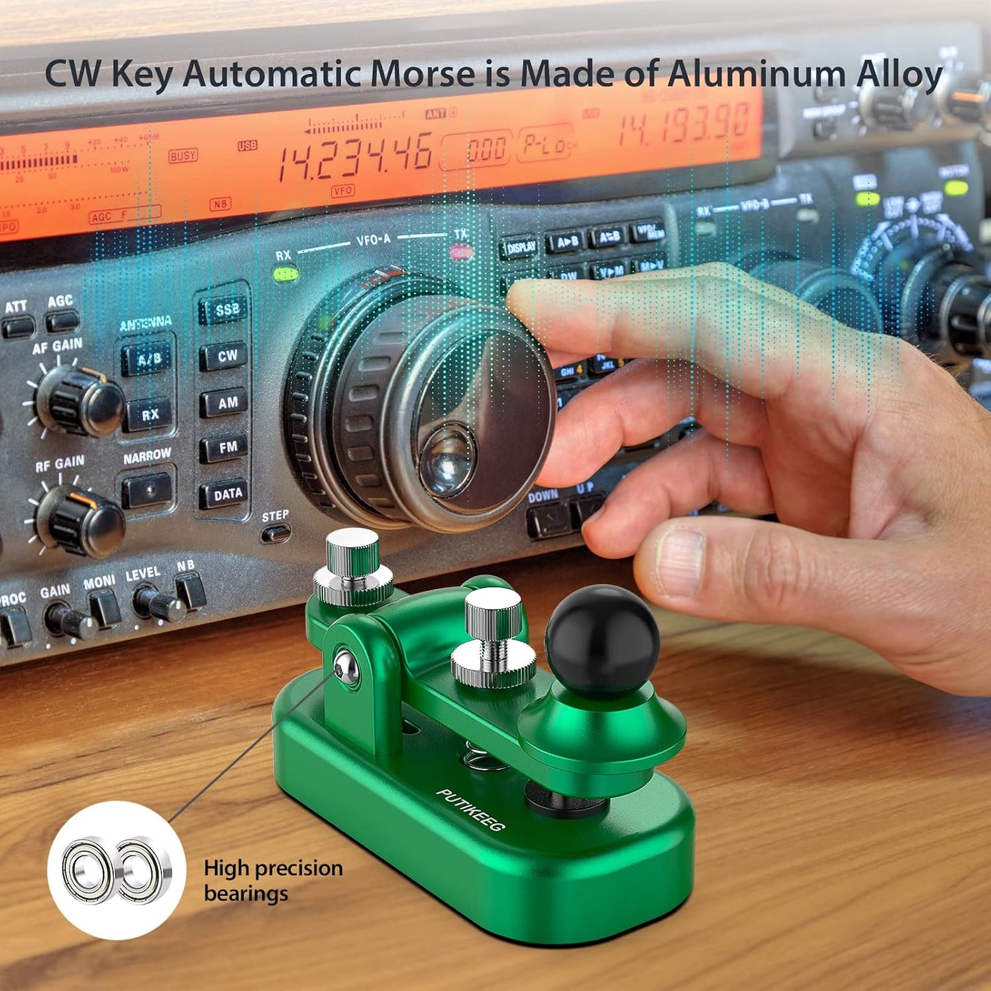 Llave Morse CW Ham con cuerpo aluminio verde