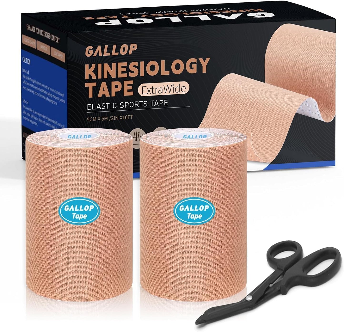 Cinta kinesiología 4pulg 2 rollos 16.4pies impermeable
