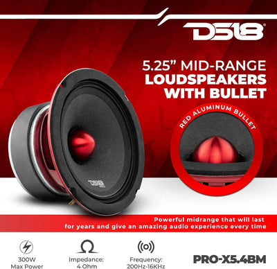 Altavoz PRO rango medio cúpula aluminio roja 4 ohm para auto
