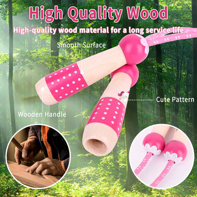 Cuerda saltar ajustable algodón 2.2m mango madera niños