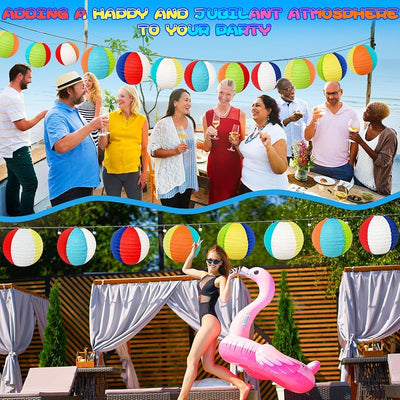 12 Linternas papel bola 8pulg fiesta Luau reutilizable