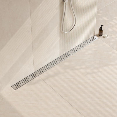 Drenaje baño 48pulg acero inox cepillado rejilla ladrillo