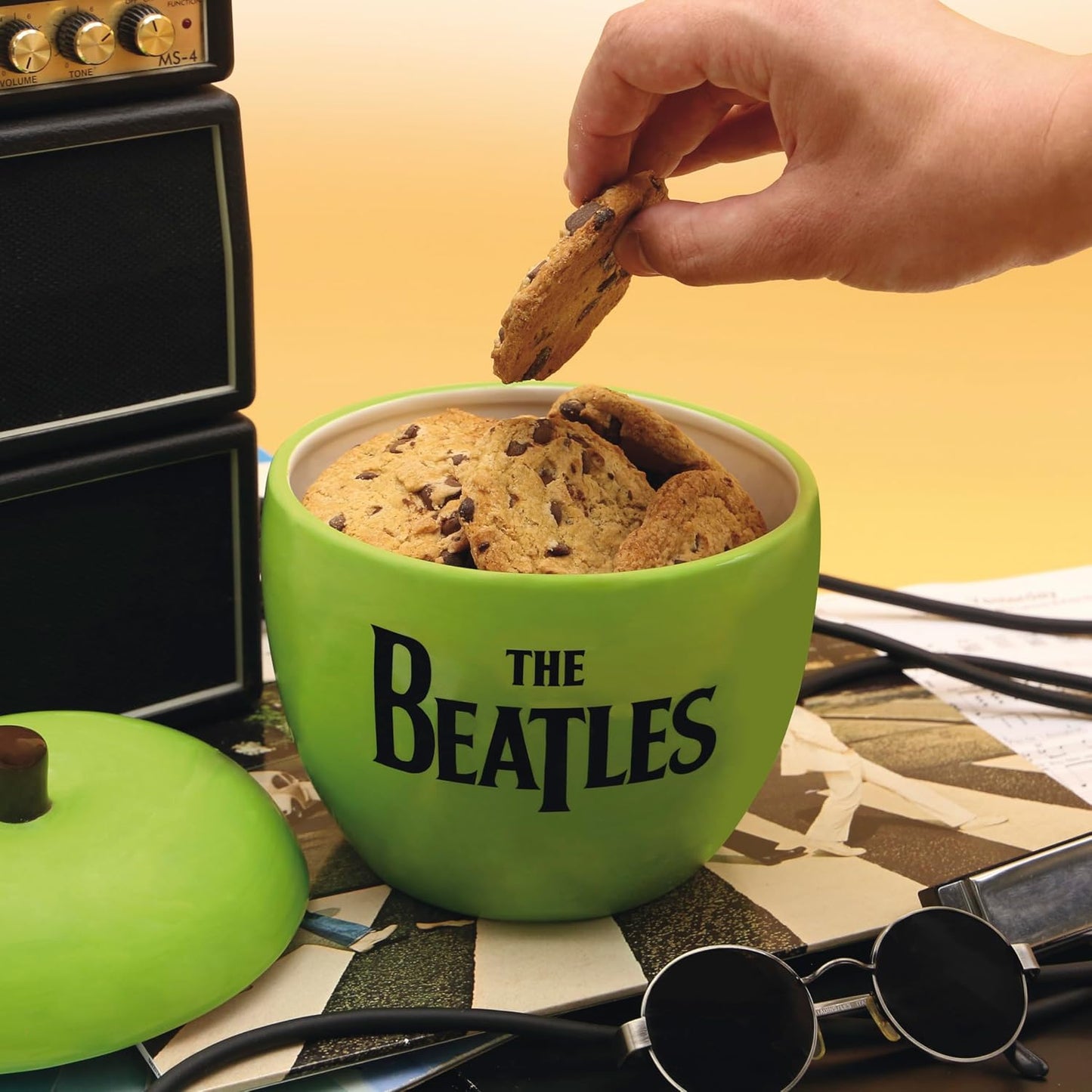 Tarro cerámica galletas manzana verde con tapa