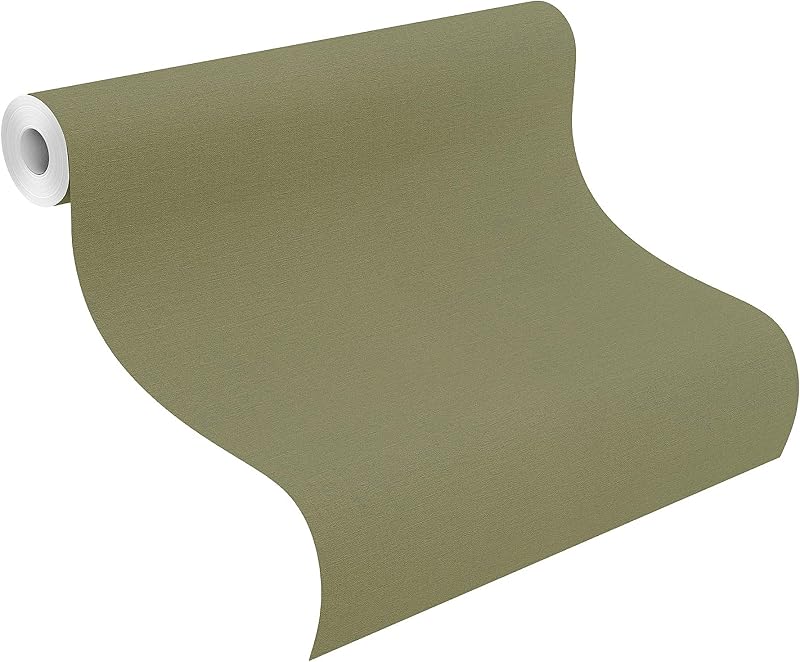 Papel pintado lino sintético verde Umi