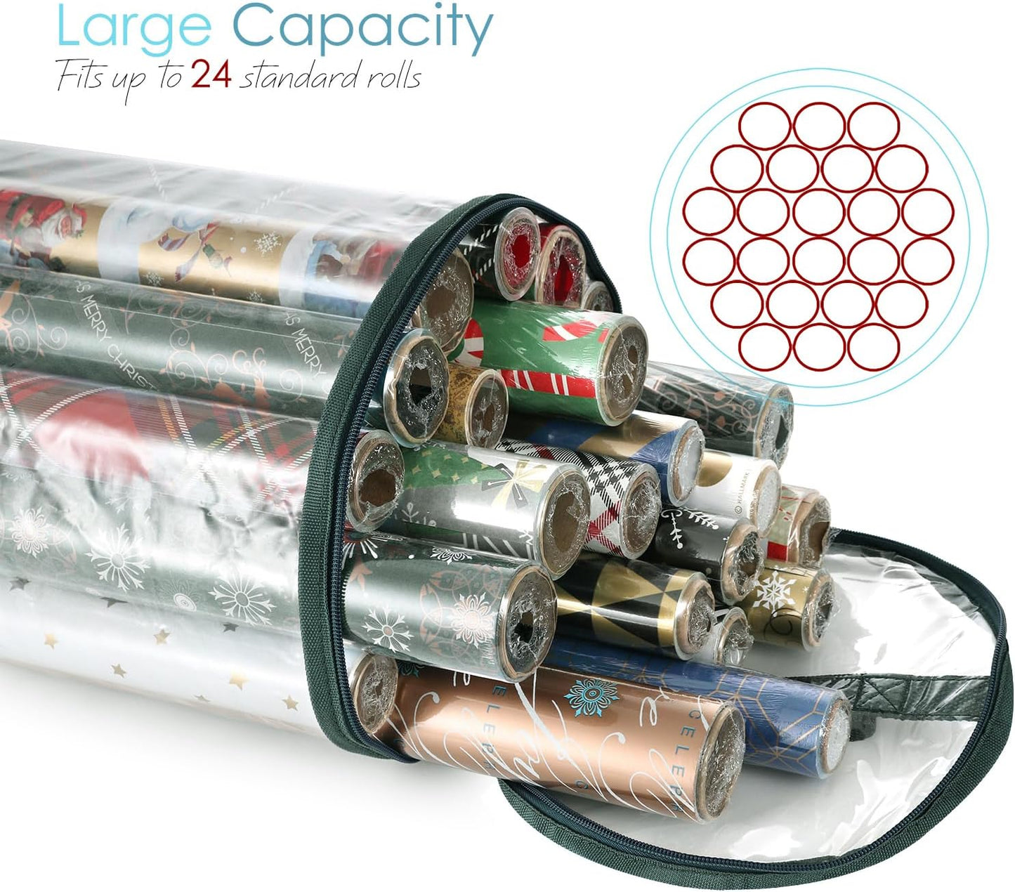 Contenedor papel regalo transparente 14 rollos 40"