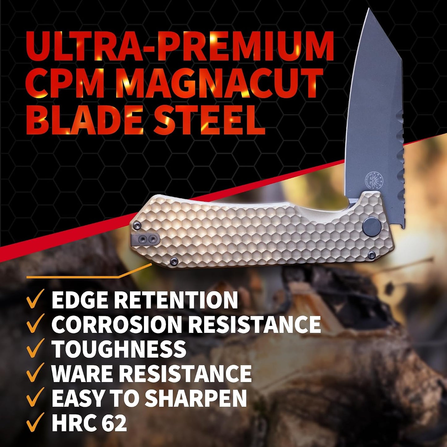 Cuchillo EDC acero MagnaCut rodamiento bolsillo