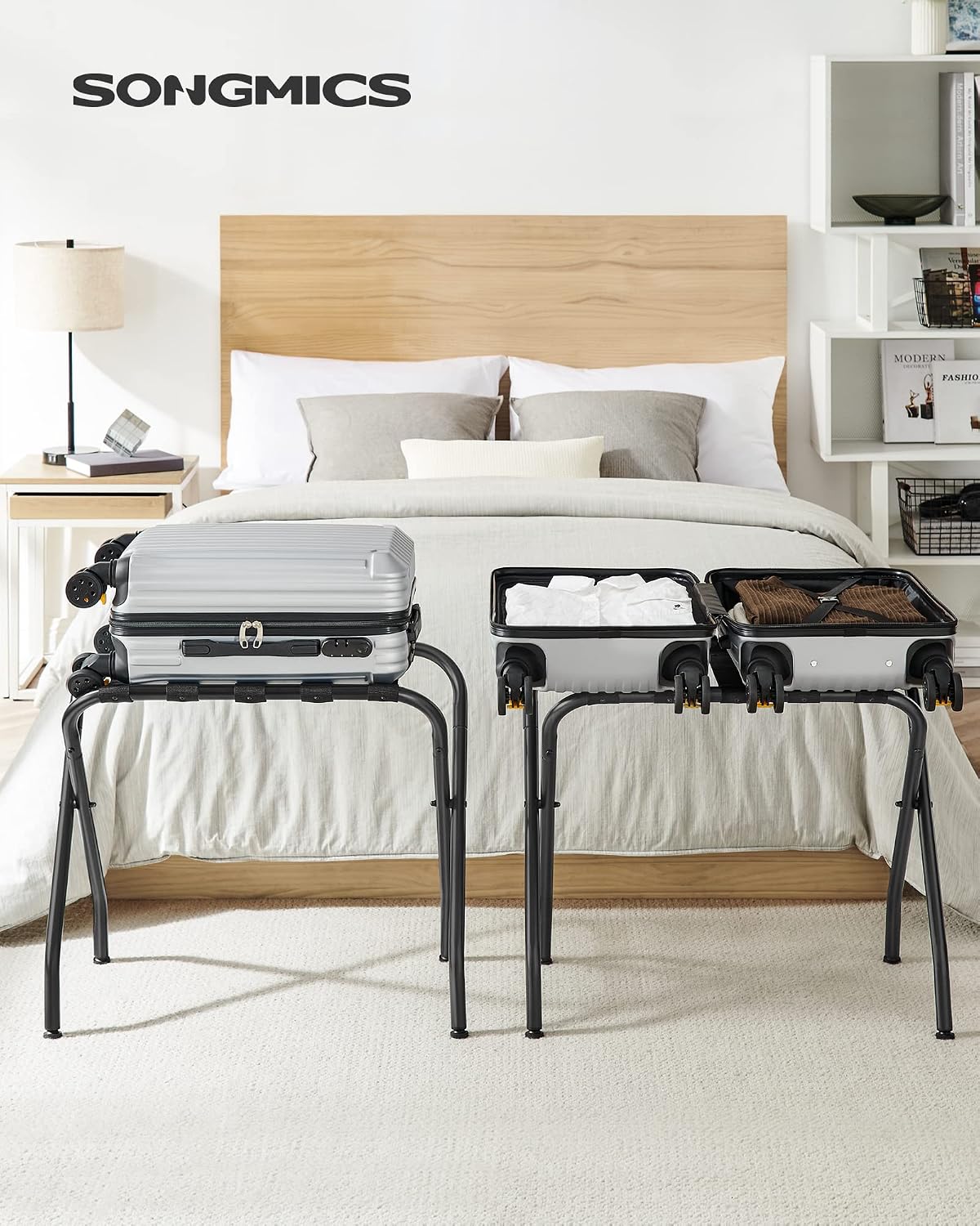 Soporte equipaje acero plegable dormitorio set 2