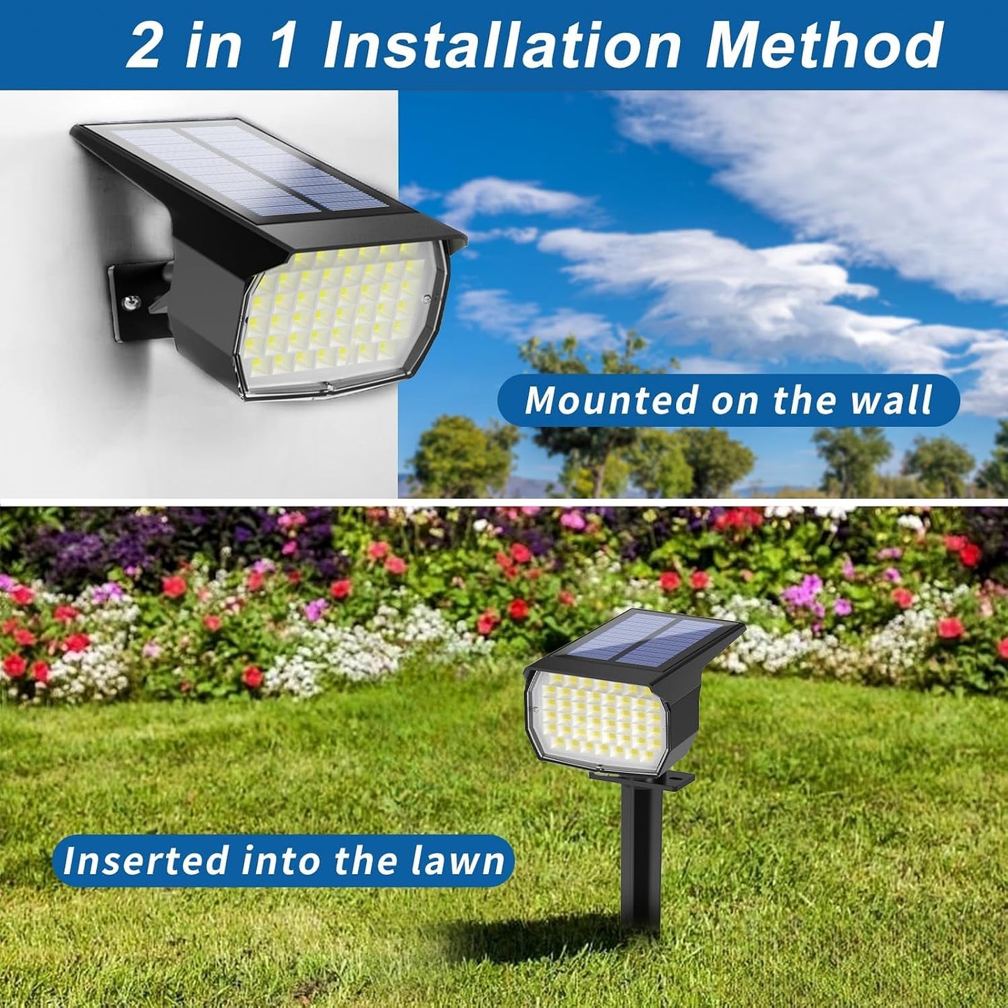 Focos solares IP65 impermeables 46LED patio jardín