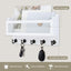 Soporte llaves y correo pared madera 11" 5 ganchos blanco