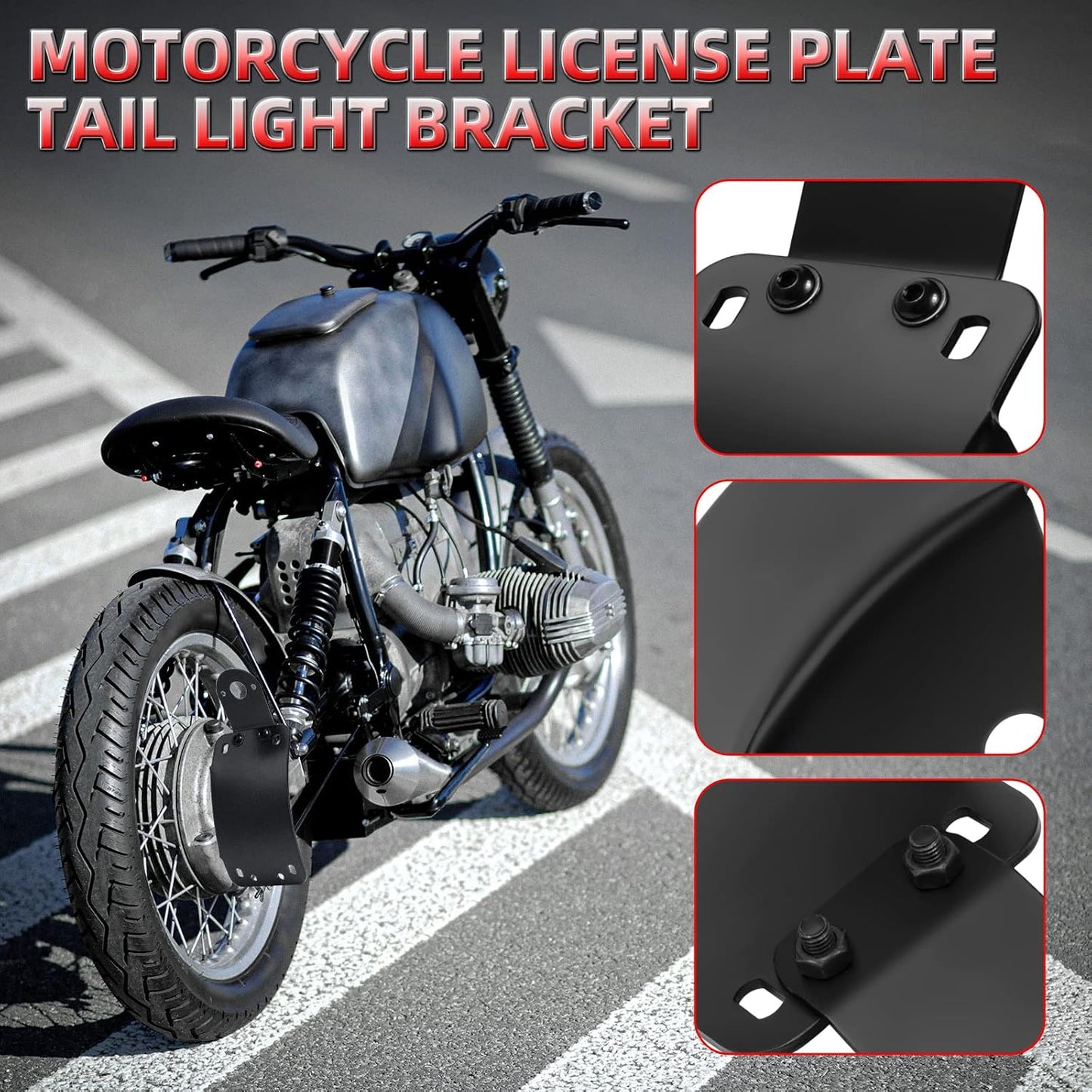 Soporte placa matrícula 1 agujero eje curvo Harley