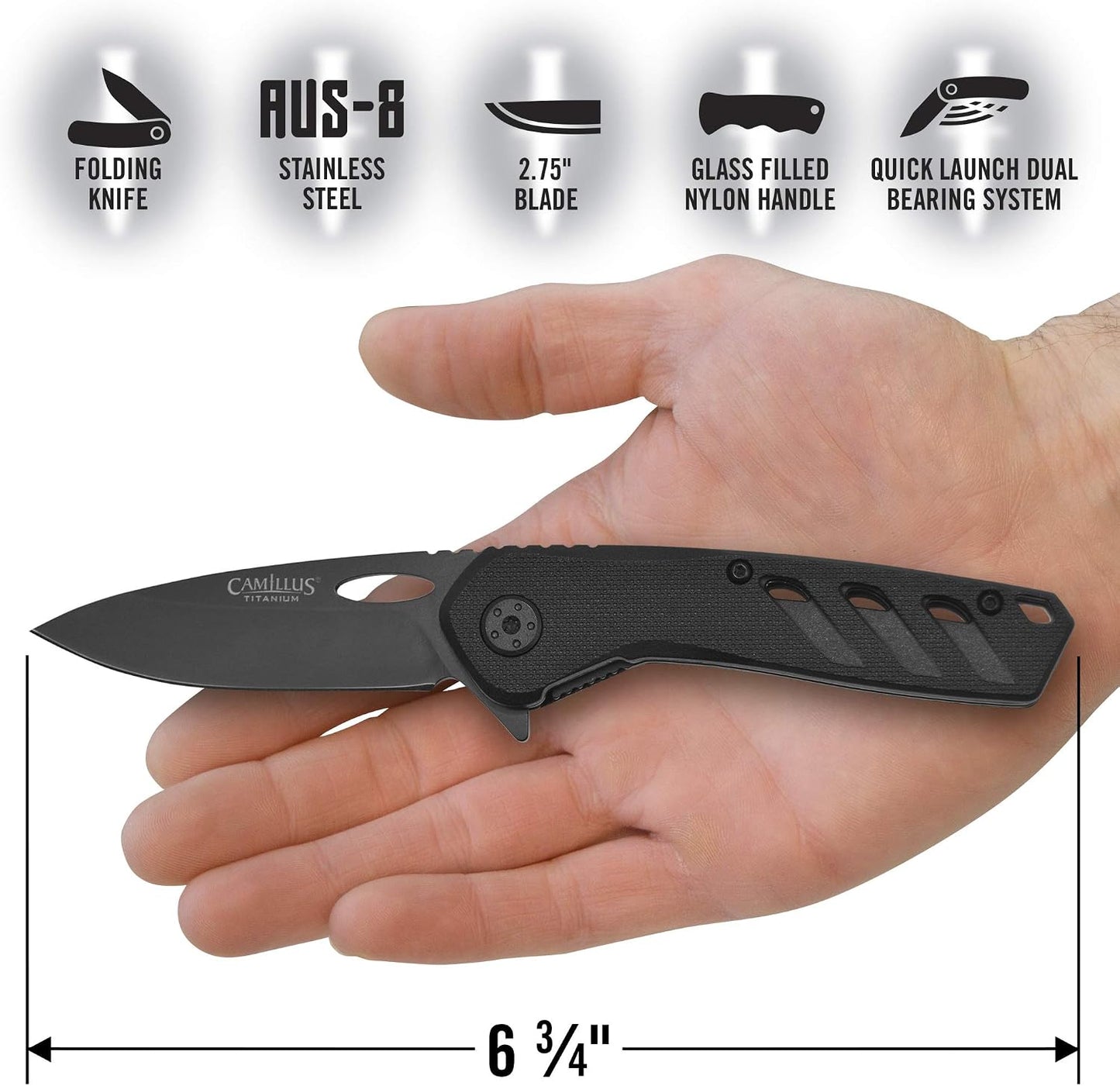 Cuchillo plegable EDC caza 6.75pulg mango G10