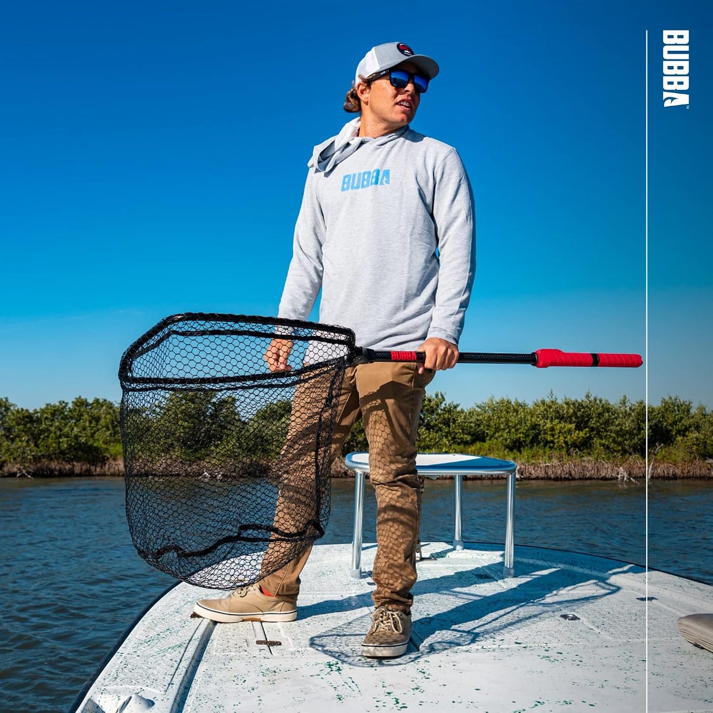 Red pesca extensible fibra carbono antiderrap