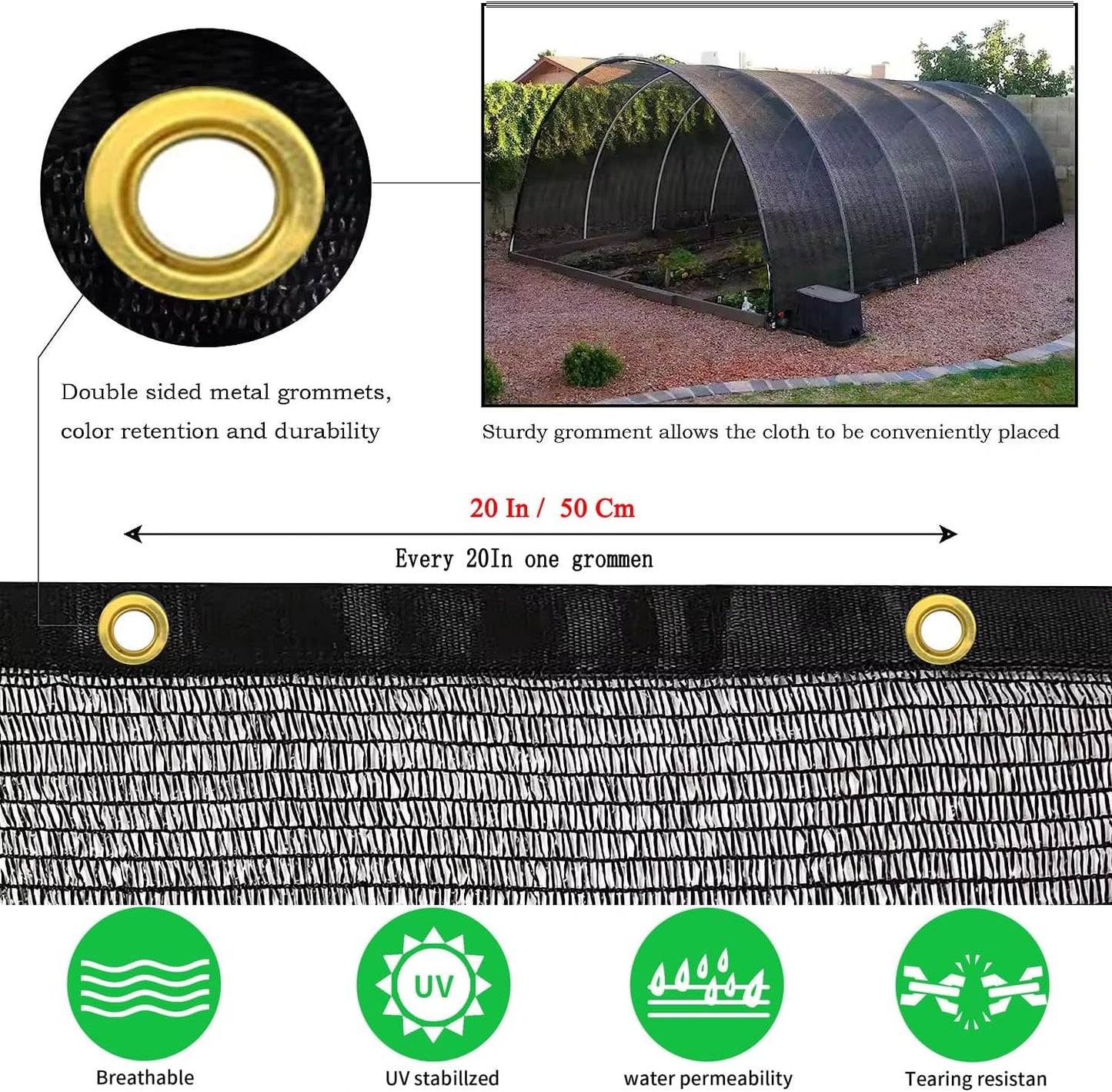 Paño sombra 10x20ft para invernadero jardín plantas