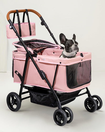 Cochecito perros 20-132lb plegable ventilado rosa/azul
