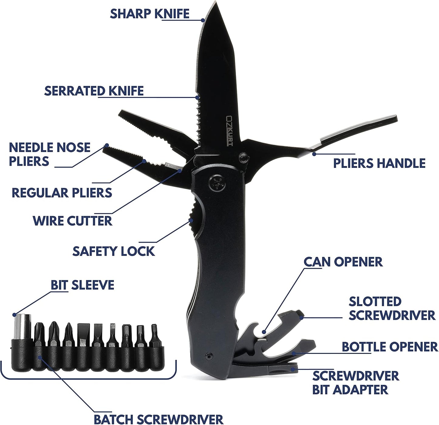 Cuchillo 9en1 con nombre grabado estuche cinturón regalo