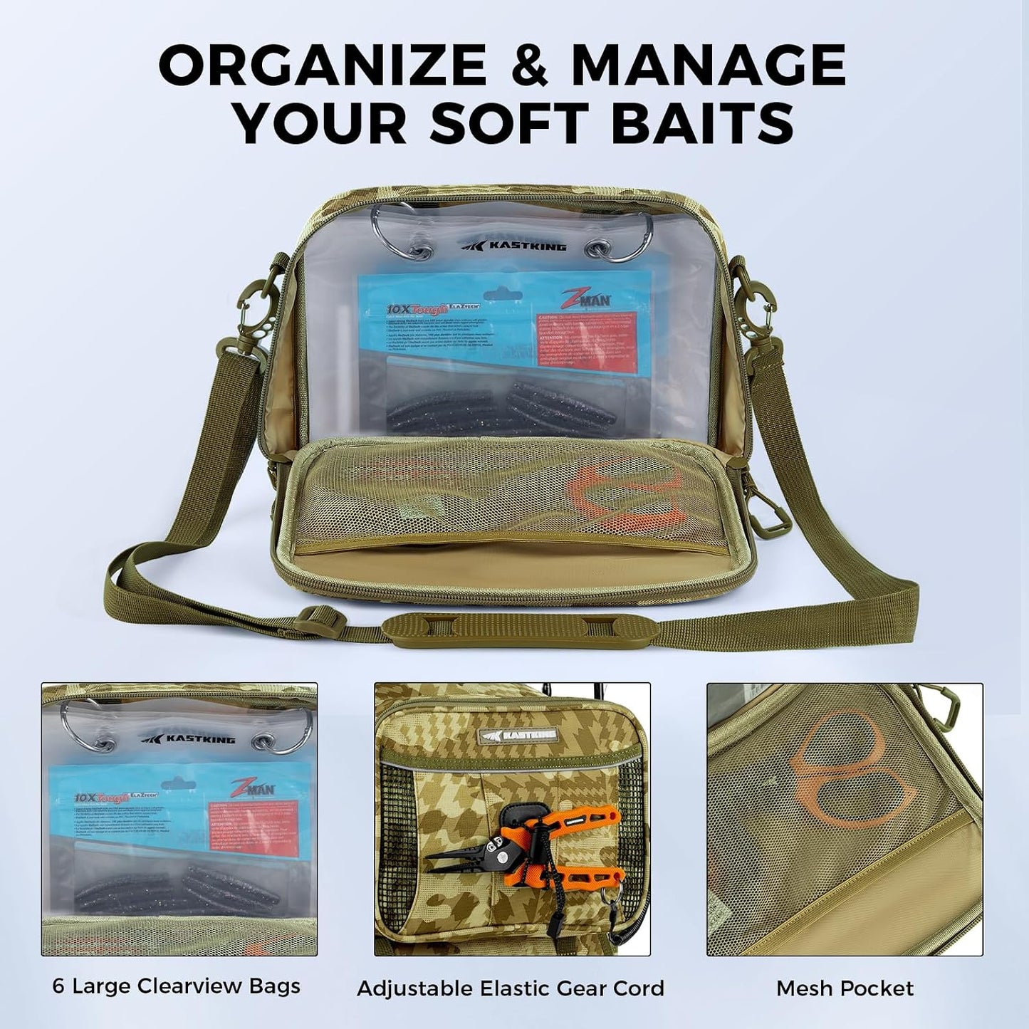 Bolsa cebo desmontable con fundas transparentes 900D