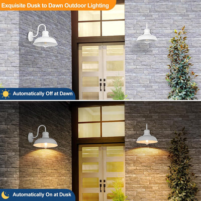 2 Luces Pared Exterior Cuello Cisne Vintage Blanca