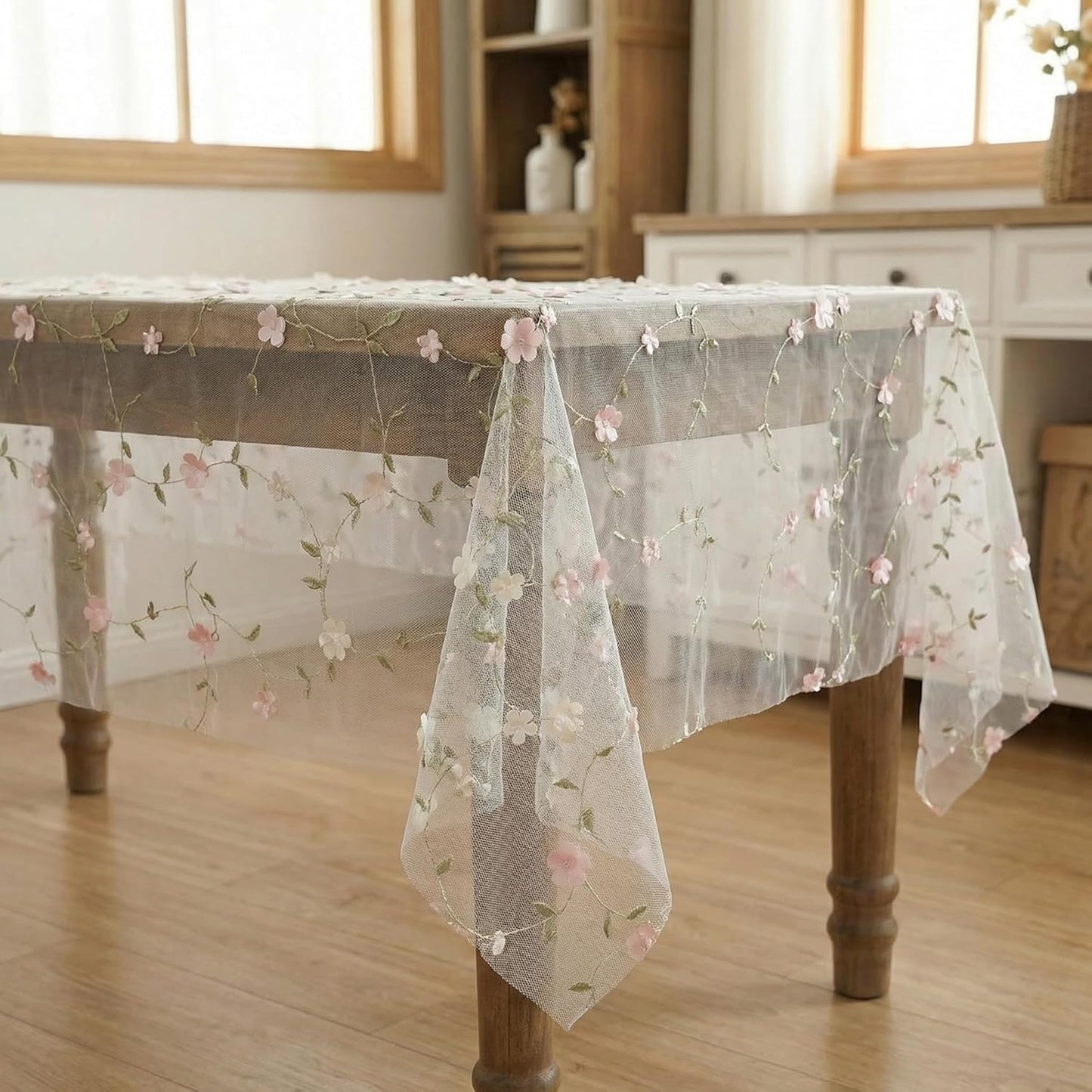 Mantel gasa blanca 60x84pulg color rosa claro tul primavera boda