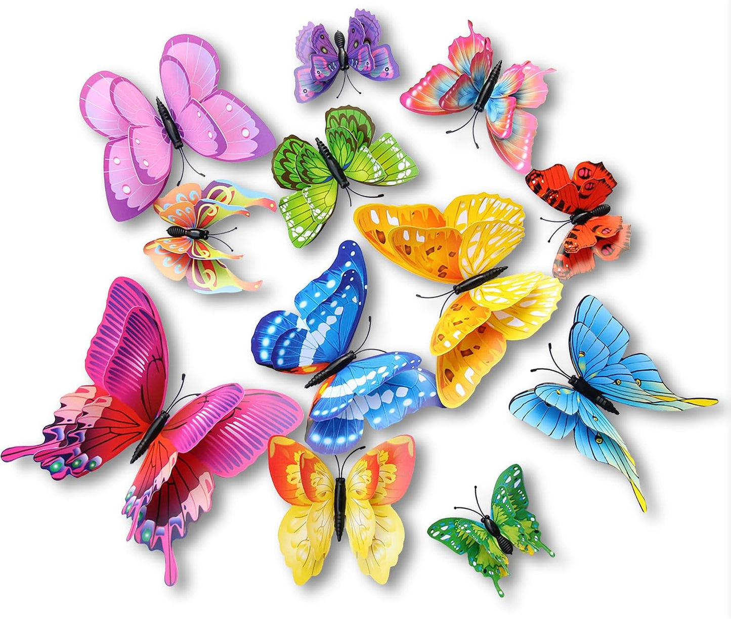 24 Pzas Mariposas 3D para Decoración de Pared y Dormitorio