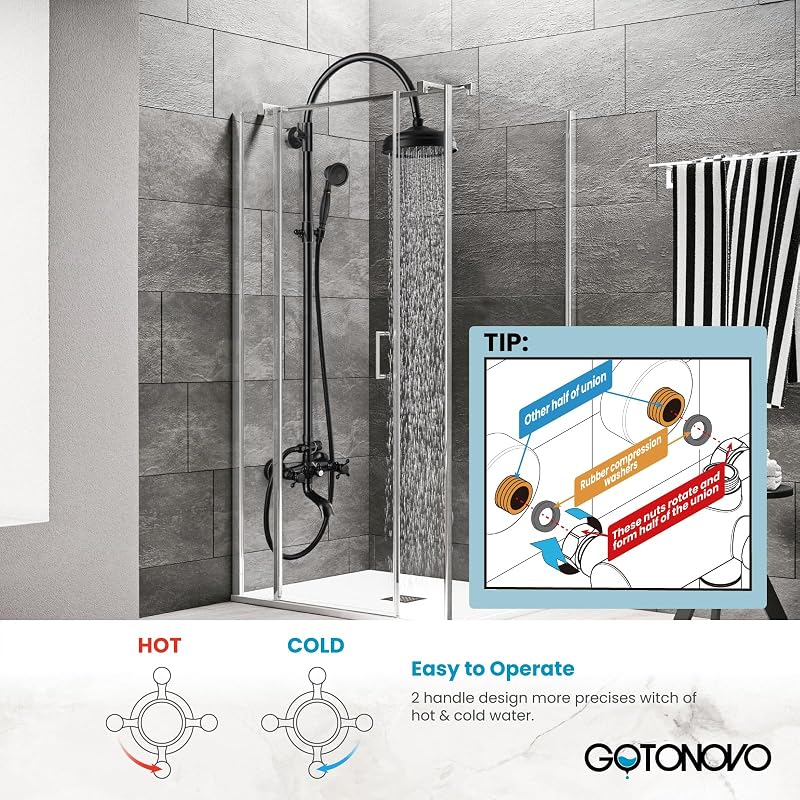 Sistema ducha expuesto 8" lluvia 3 funciones bronce
