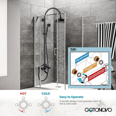 Sistema ducha expuesto 8" lluvia 3 funciones bronce