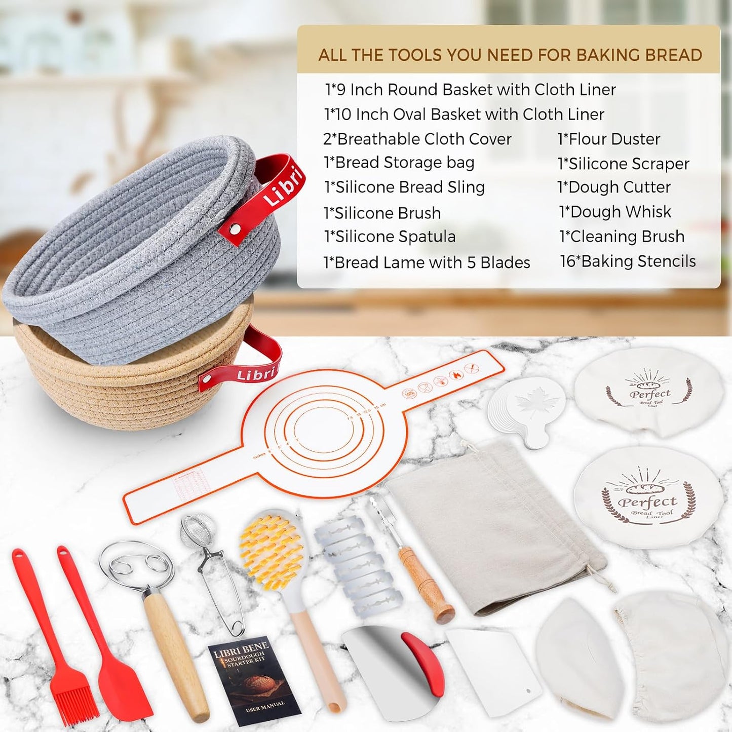 Kit masa madre cesta pan cesta prueba panadería regalo