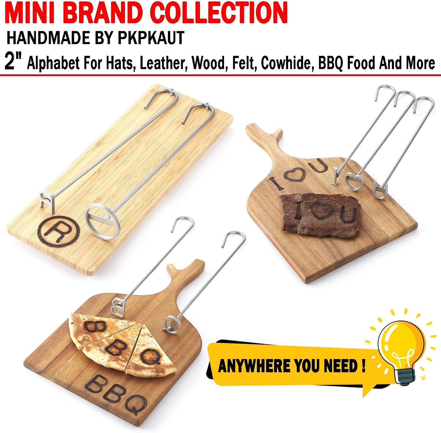 2 Pzas Marcaje Madera Personalizado para Cuero BBQ