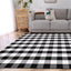 Alfombra cuadros 5.5x7.5ft blanco y negro algodón