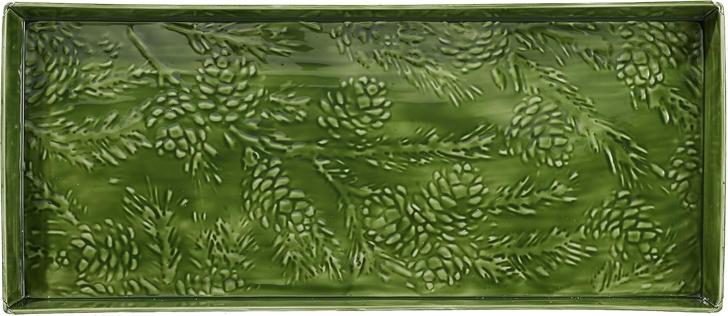 Bandeja botas esmalte patrón pino 30x13pulg verde bosque