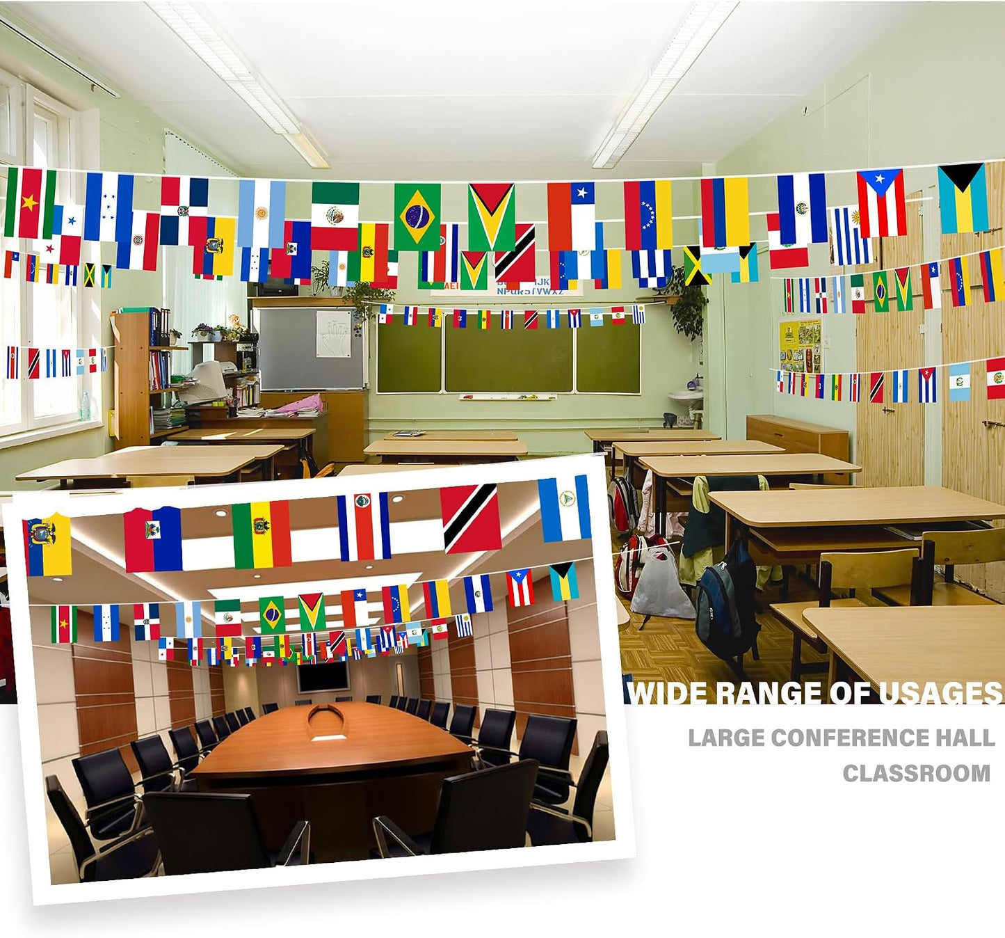 Banderines latinoamericanos 25 paises 30ft decoracion