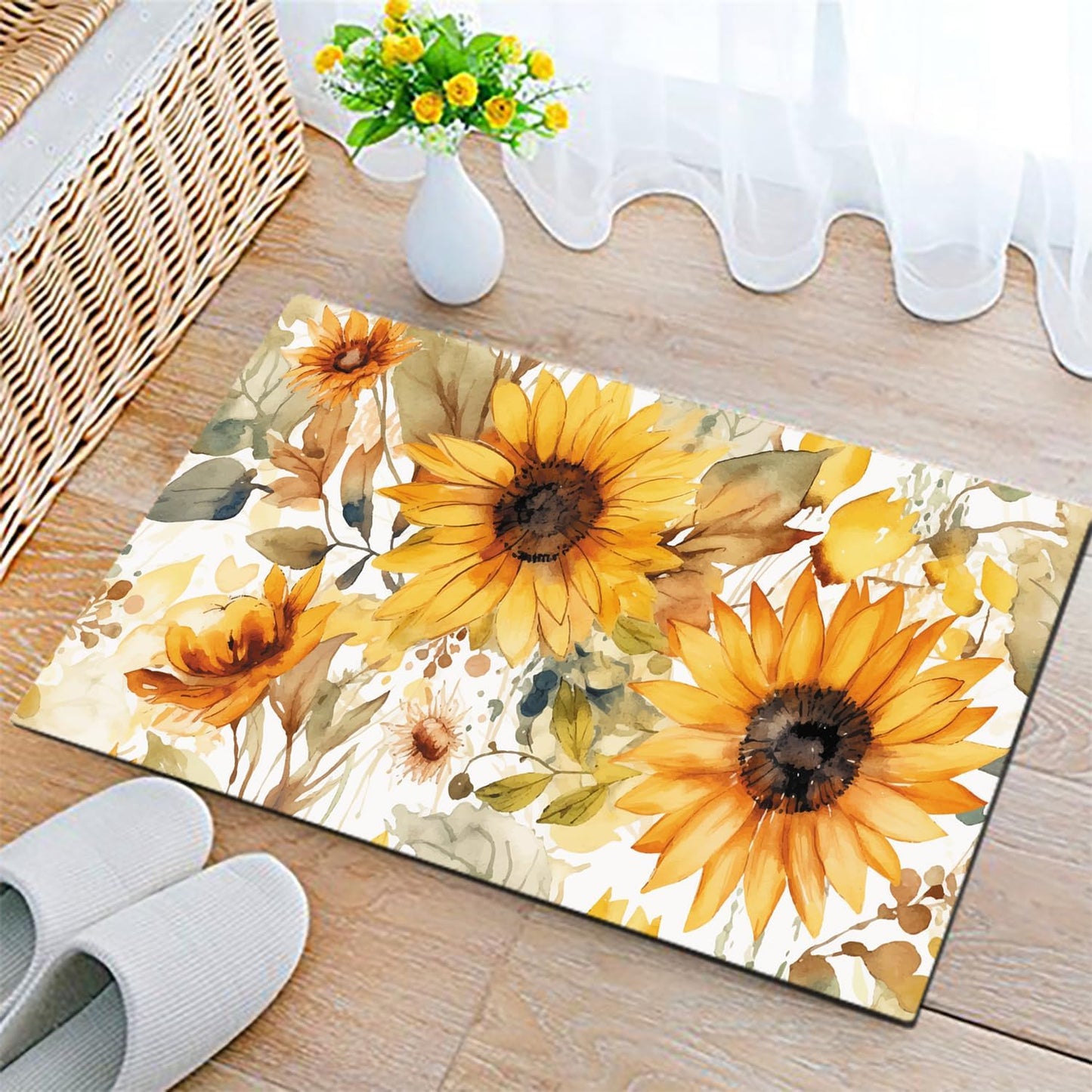 Tapete bienvenida girasol antiderrap 17x29.5pulg