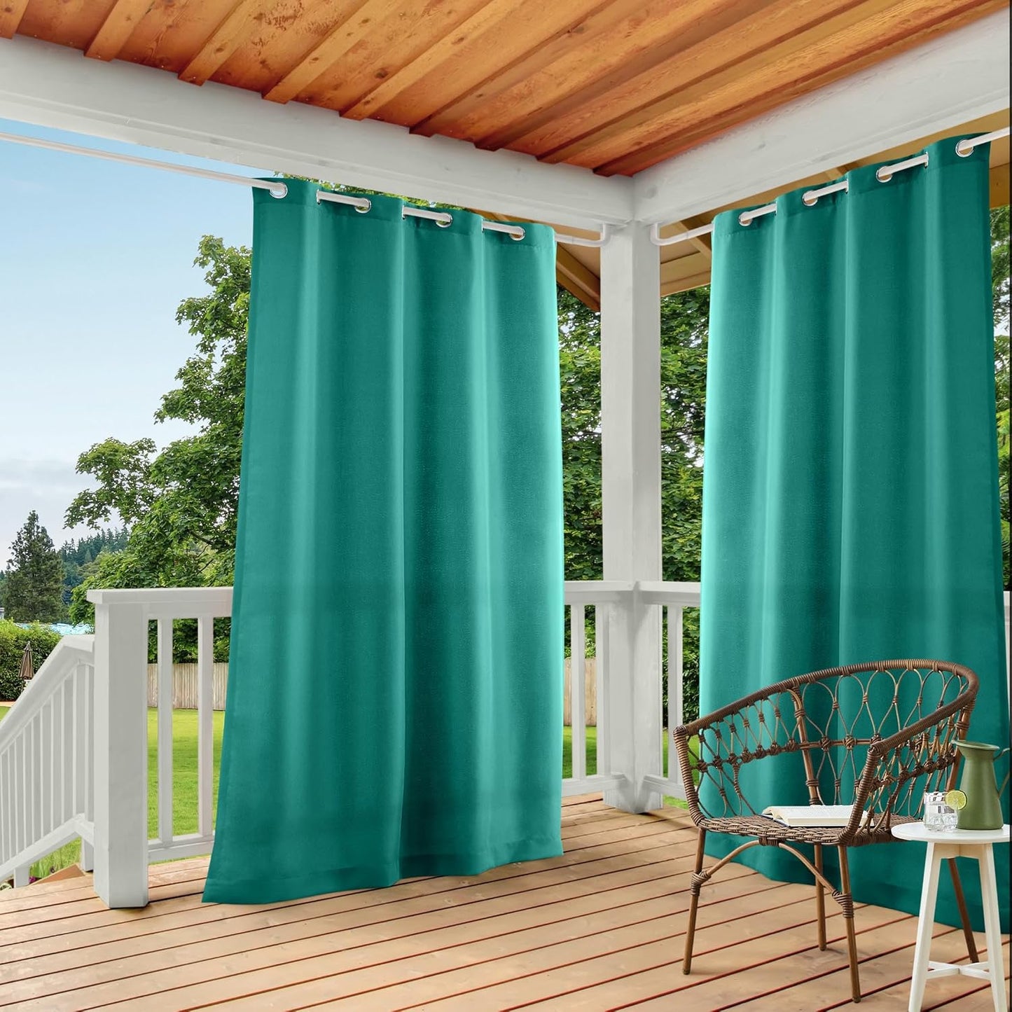 2 Cortinas con ojales para interior y exterior
