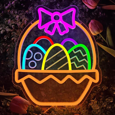 Letrero neón huevo Pascua LED para decoración pared