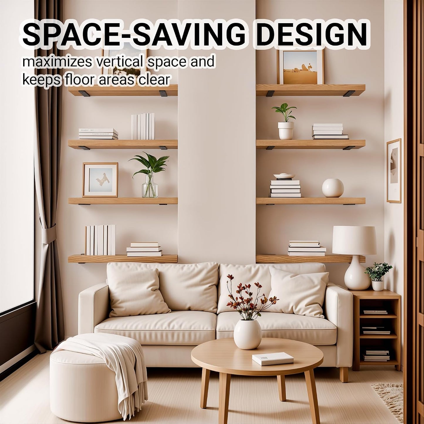 6 Soportes Flotantes 4pulg Madera Diseño Oculto