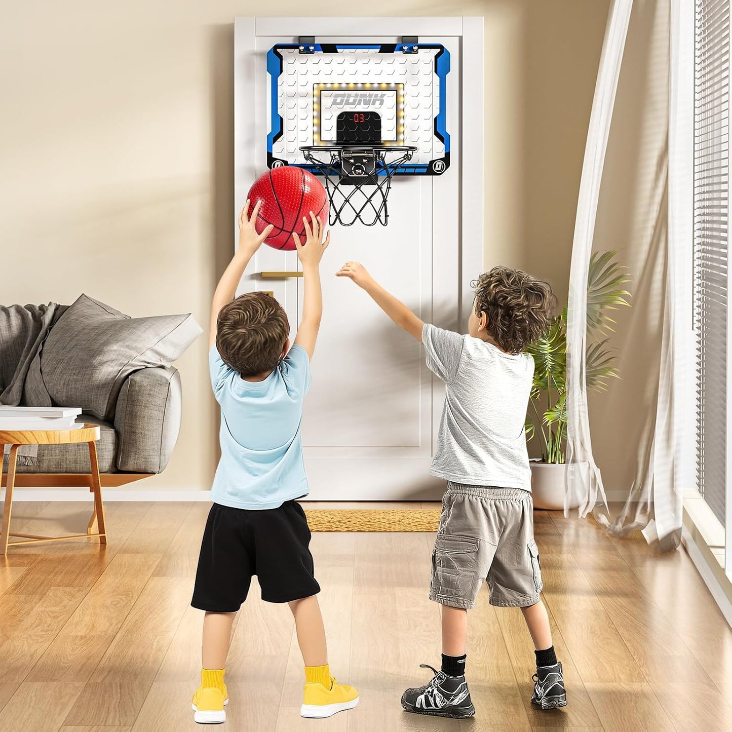 Aro baloncesto niños con luz LED 4 bolas