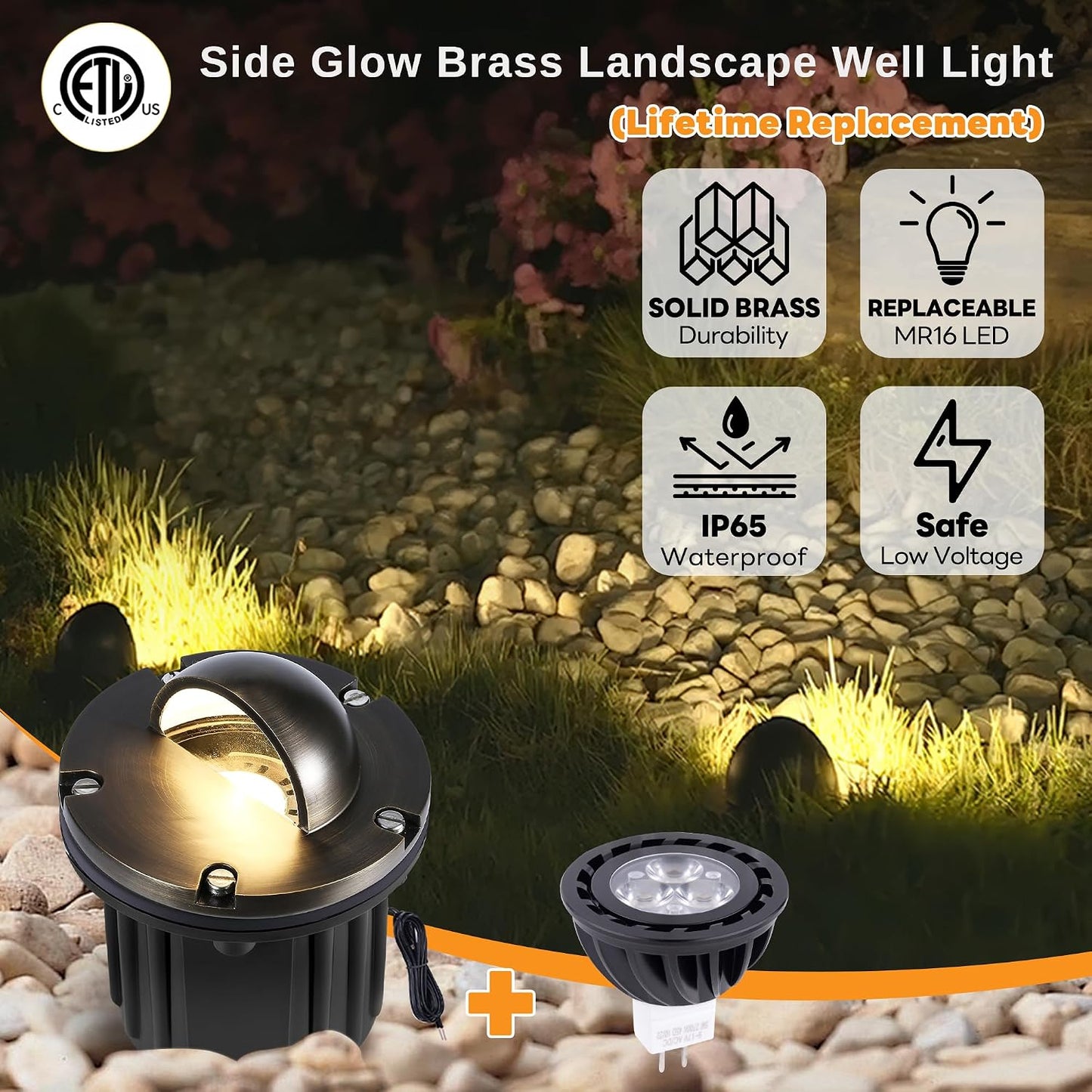 Luz de pozo en suelo 12V impermeable IP65 bronce antiguo