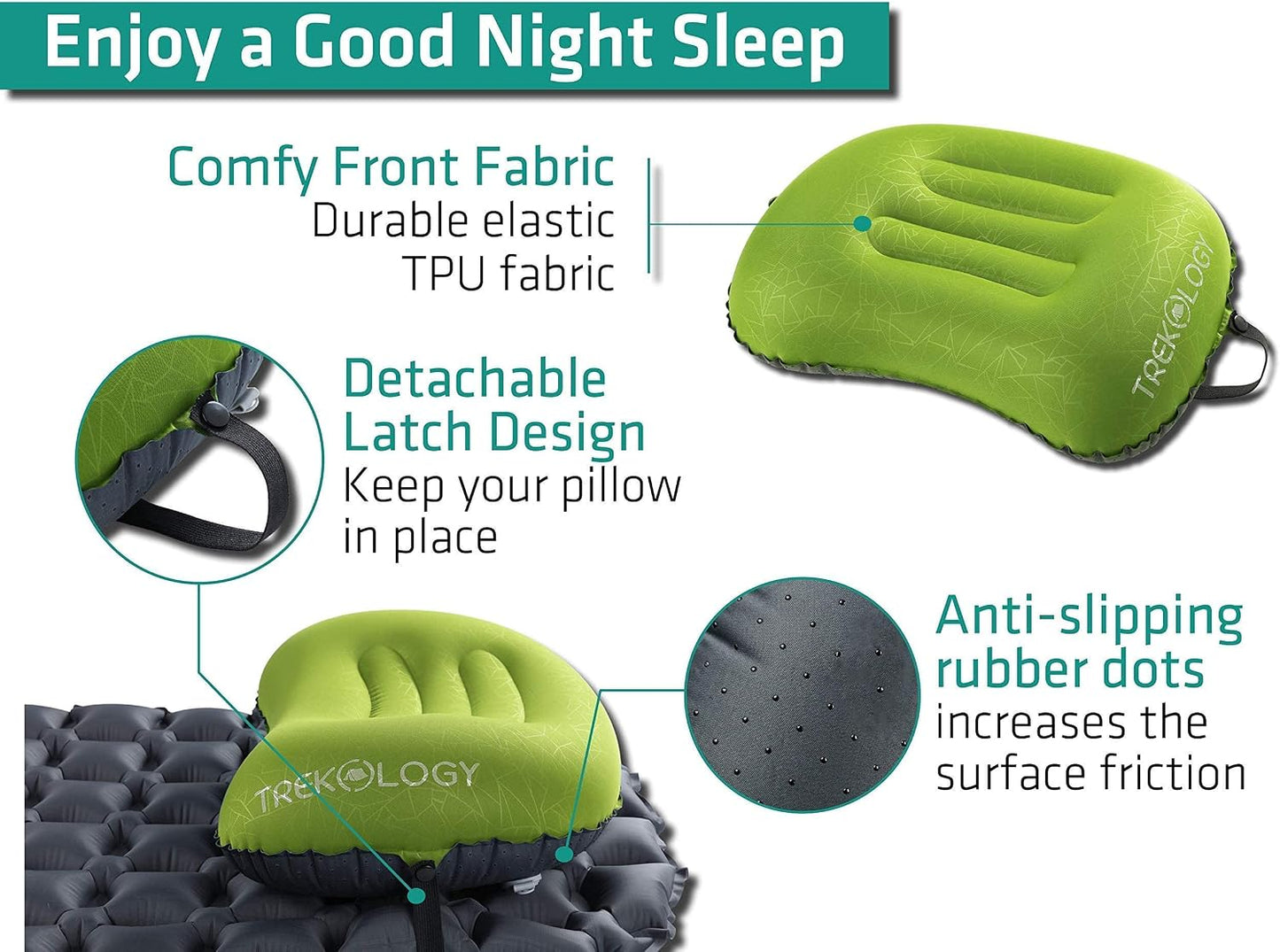 Almohadilla dormir inflable compacta ergonómica camping
