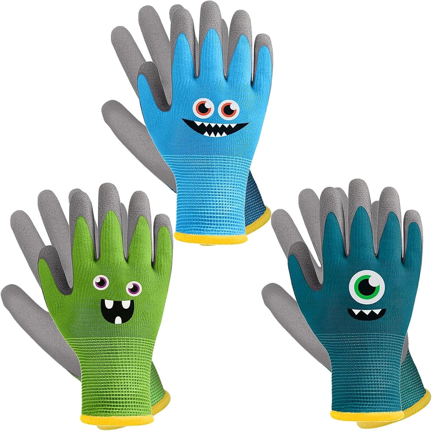 3 Pzas Guantes Jardinería Niños Revestimiento Goma Suave